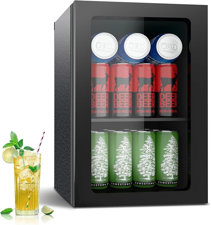 24 Can Mini Beverage Fridge, 0.9 Cu.Ft Compact Drink Refrigerator by Stopsad