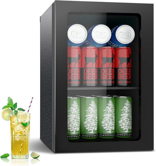 0.95 Cu.ft Mini Fridge Holds 24 Cans, Beverage Refrigerator Cooler, Solid Door by Unknown