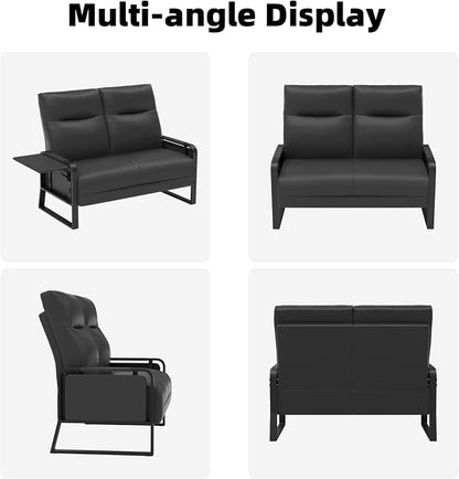 Faux Leather Loveseat, Upholstered Loveseat - Image 9