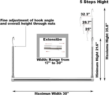 Adjustable Hanging Closet Rod, Extender Hanging Rod, Closet Hanging Organizer - Image 5