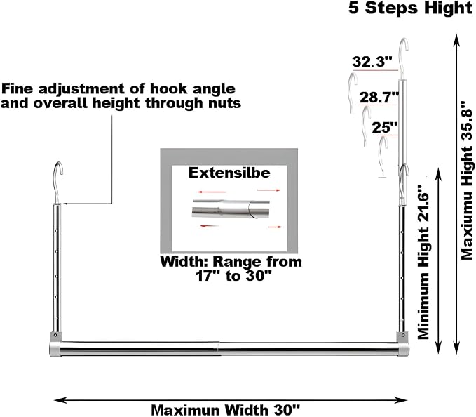 Adjustable Hanging Closet Rod, Extender Hanging Rod, Closet Hanging Organizer - Image 6