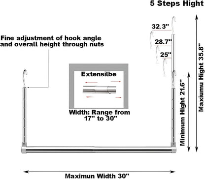 Adjustable Hanging Closet Rod, Extender Hanging Rod, Closet Hanging Organizer - Image 6