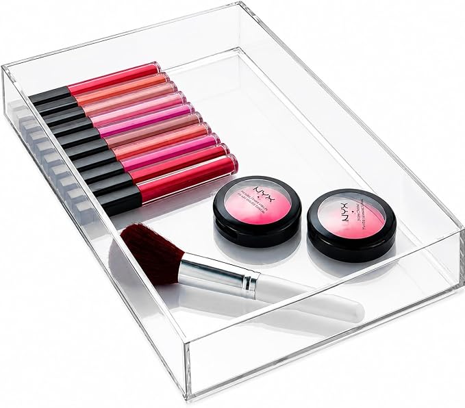 iDesign Clear Drawer Organizer | Plastic Tray, Makeup Storage, Bathroom Vanity by iDesign