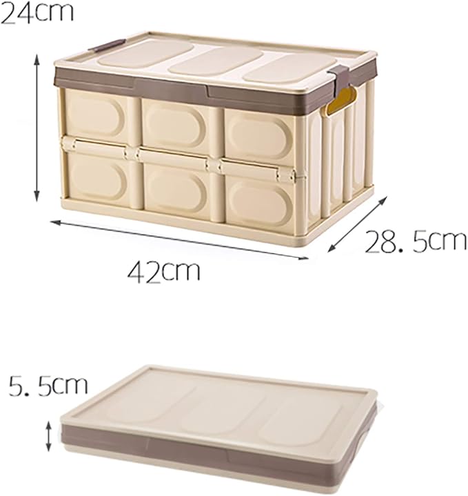 Collapsible Storage Box with lid 30L Lidded Storage Bin Crates Plastic Tote - Image 4
