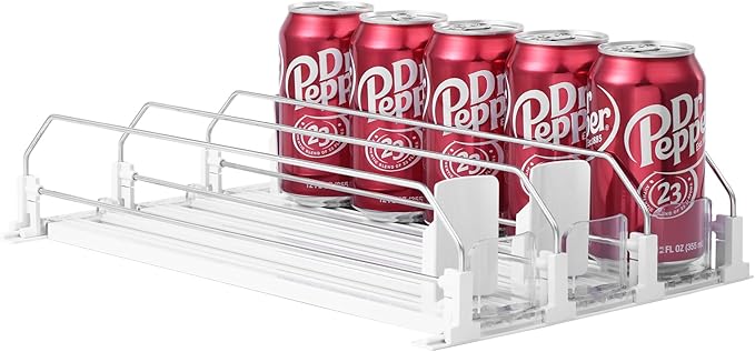 Drink Organizer for Fridge-White Automatic Pusher Glide, 12oz 16oz 20oz-Soda by SZNLZQ