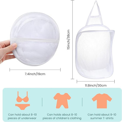 3 Pieces Hanging Laundry Hamper Laundry Bag to Hang Foldable Mesh Hamper Dirty - Image 2