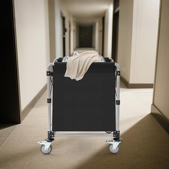 Commercial Laundry Cart with Wheels, Folding Laundry Hamper Cart, Heavy Duty - Image 9