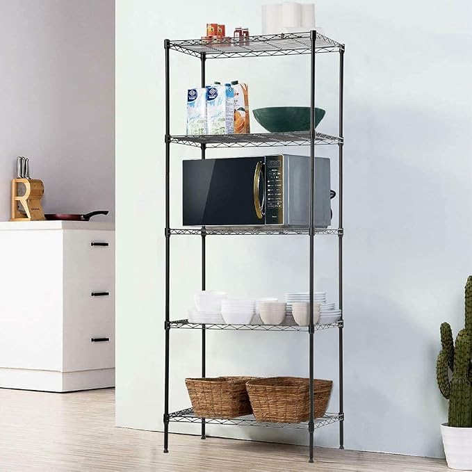 FDW | 5-Tier Wire Shelf | 24" x 14" x 60" | Black | Storage Shelves - Image 2