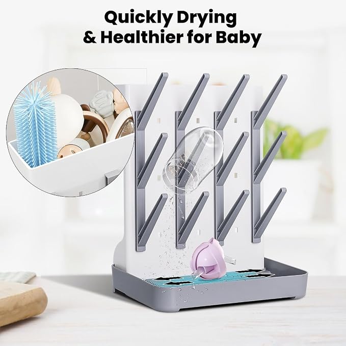 Baby Bottle Drying Rack: Vertical Space Saving Large Bottles Holder - Image 4
