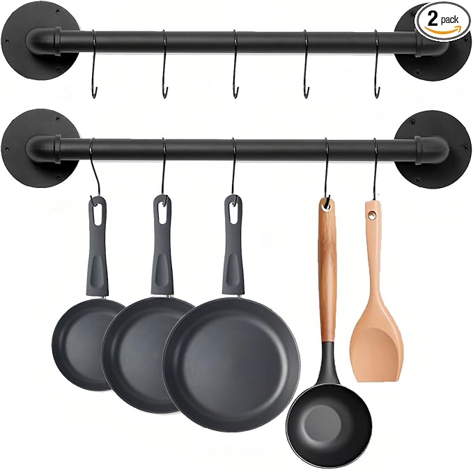 16 inch Pot Rack Wall Mounted Set of 2, Pan Hangers by BOSHANGJIA