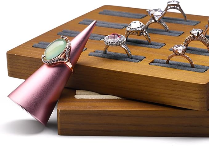 12 Grids Solid Wood Jewelry Organizer Rings Tray Jewelry Rings Showcase Display - Image 5