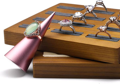 12 Grids Solid Wood Jewelry Organizer Rings Tray Jewelry Rings Showcase Display - Image 5