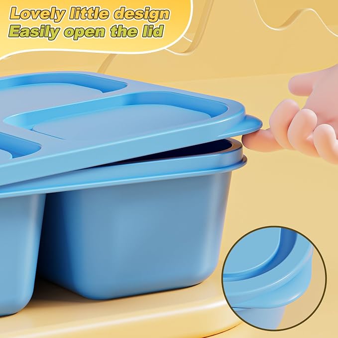 Canfanni 6 Pcs Snack Box Container Set, Reusable 3&4 Compartment Meal Prep - Image 6