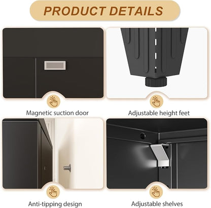 79" Black Metal Storage Cabinet - Image 4