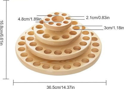 63 Slots Essential Oil Bottle Holder 4 Tiers Wooden Rotating Round Essential - Image 6