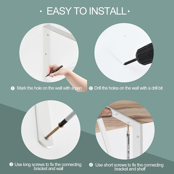 12 Pack L10 x H 8" White Heavy Duty Shelf Brackets - Image 3