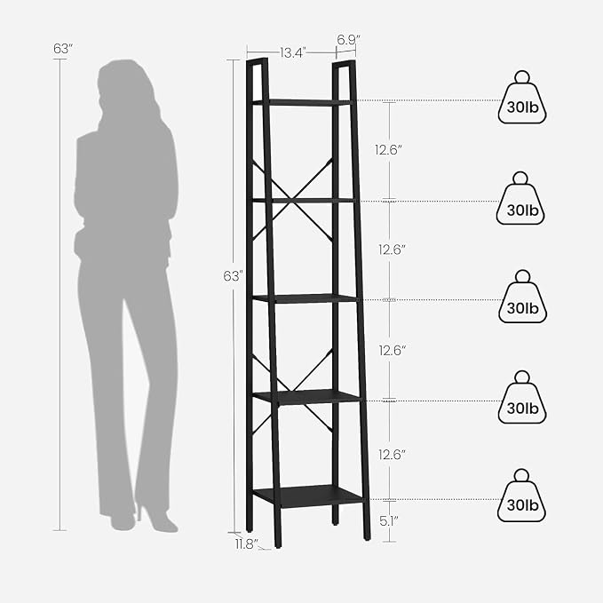 Hzuaneri Ladder Shelf, Freestanding Corner Storage Shelf | Bookcase - Image 2