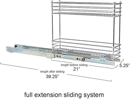Household Essentials Chrome 2-Tier Sliding Cabinet Organizer - Image 3