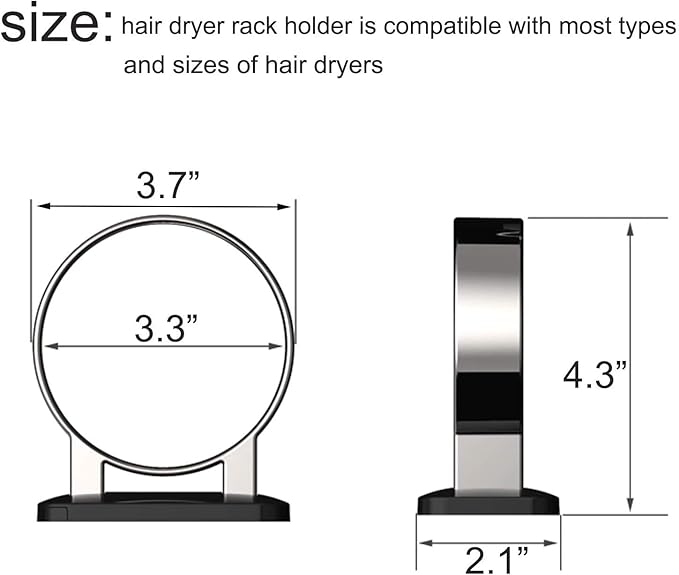 Hair Dryer Holder, Bathroom Blow Dryer Stand, Hair Care Tools Holder Wall Mount - Image 3