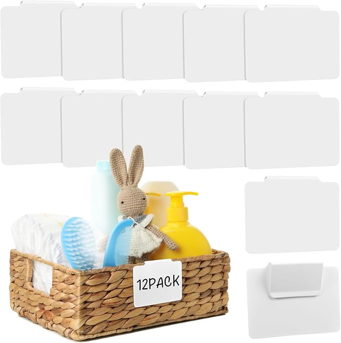 12pcs White Basket Labels Removable PVC Labels | Clip On by Unknown