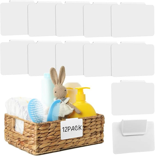 12pcs White Basket Labels Removable PVC Labels | Clip On by Unknown