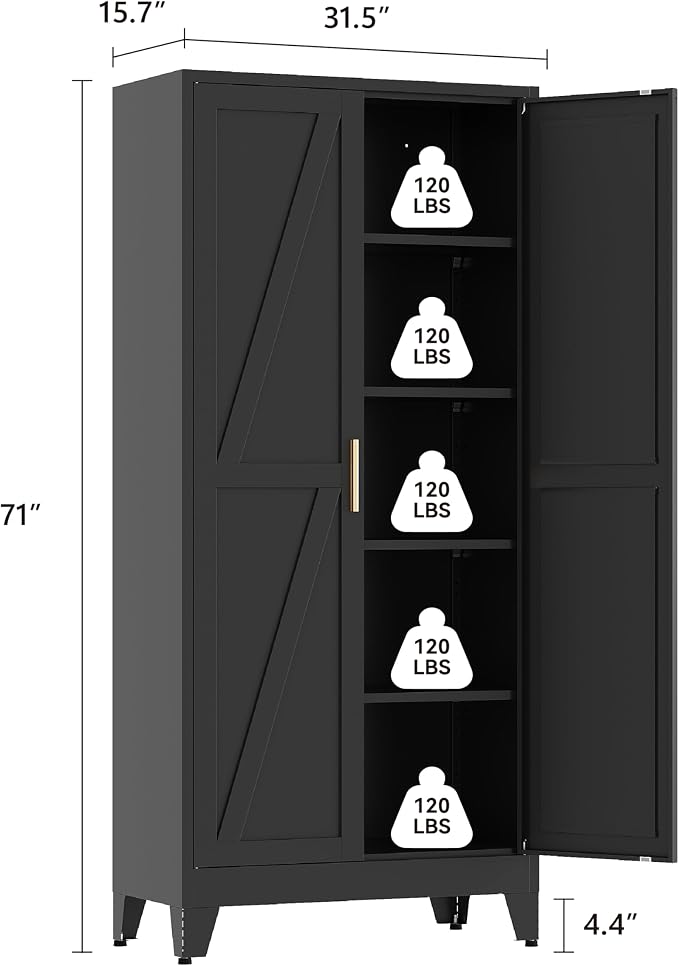 71"H Kitchen Pantry Storage Cabinet, Farmhouse Pantry Cabinet, Tree Doors - Image 3