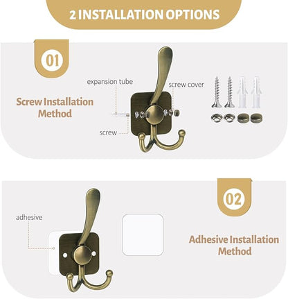 VIS'V 3 Prong Coat Hooks Wall Mount, Metal Self Adhesive Entryway Wall Hooks - Image 4