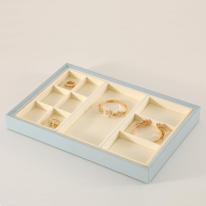 Dark Blue Jewelry Display Tray Ring Necklace Earring Bangle Organizer - Image 5