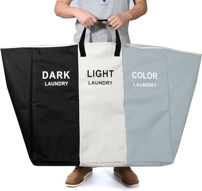 168L Laundry Hamper, Large Blanket Storage Basket Sorter 3 Section Bag Organizer - Image 7
