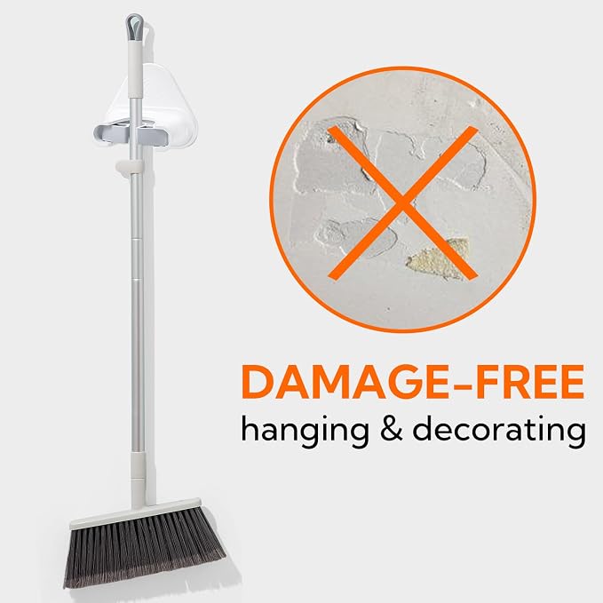 hookay 10lbs Broom and Mop Grippers, Damage-Free Hanging Wall Mount Broom Holder - Image 6