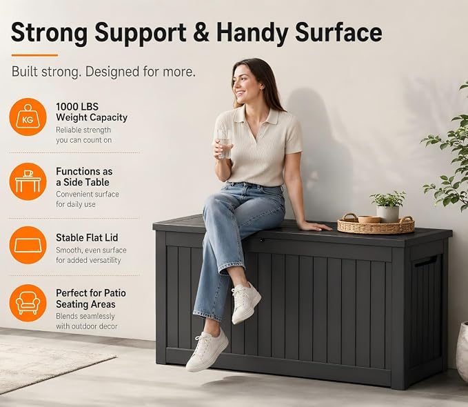 270 Gallon Extra Large Deck Box Outdoor, Resin Storage Box Outdoor Waterproof - Image 5