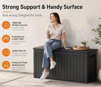 270 Gallon Extra Large Deck Box Outdoor, Resin Storage Box Outdoor Waterproof - Image 5