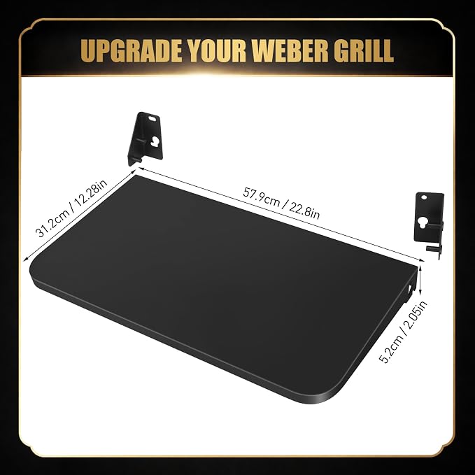 QuliMetal Foldable Front Shelf for Weber Searwood 600/Smoque, 22.80" Grill - Image 2