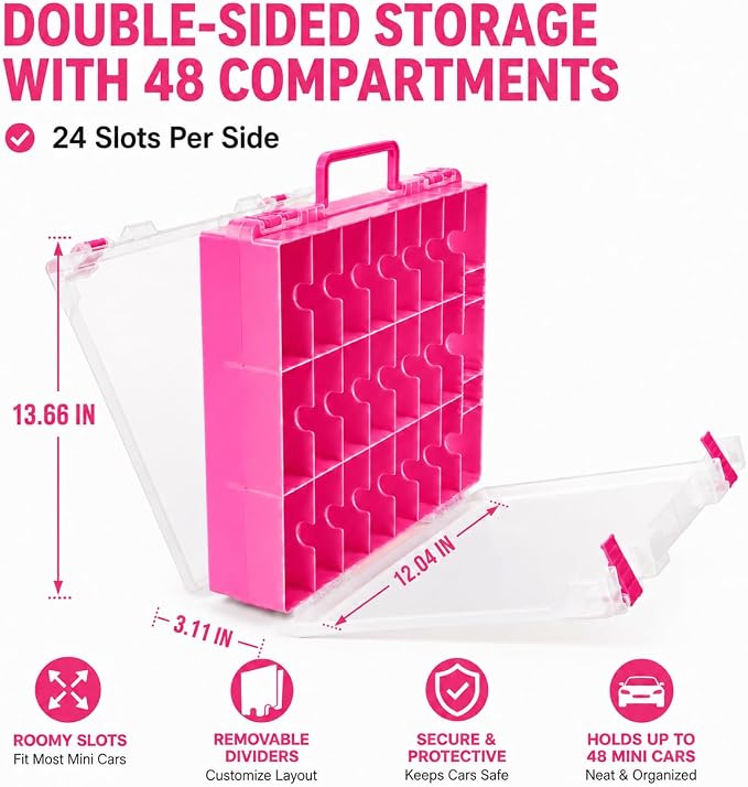 Toy Car Storage Case for Hot Wheels for Matchbox Cars, 48-Slot Organizer | - Image 4