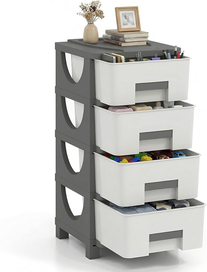 Giantex 4-Drawer Storage Organizer, Plastic Storage Tower by Giantex