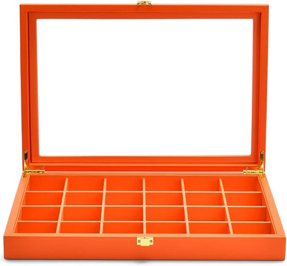 Oirlv 24 Grid Premium Leather Jewelry Organizer Tray by Oirlv