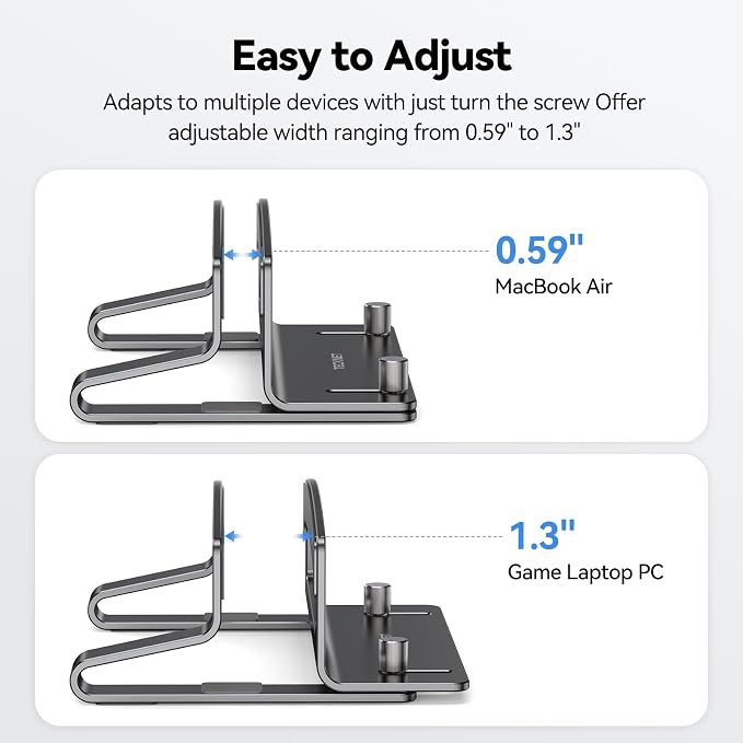 TECKNET Vertical Laptop Stand, Adjustable Aluminum Laptop Stand, Space-Saving - Image 5