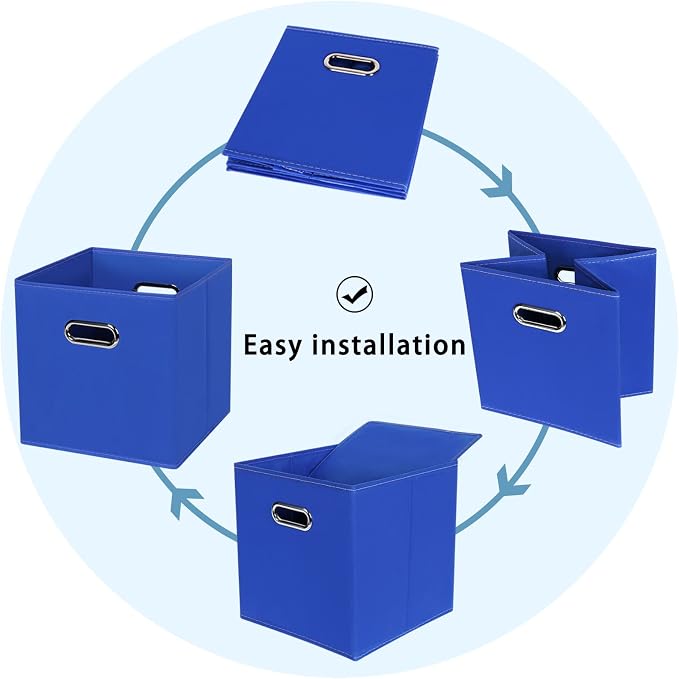 Black Fabric Cubby Storage Bins, Cube Organizer Bin Foldable Storage Boxes - Image 6
