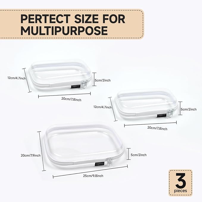 3 Pack Clear Hard Shell Zipper Case - Image 2