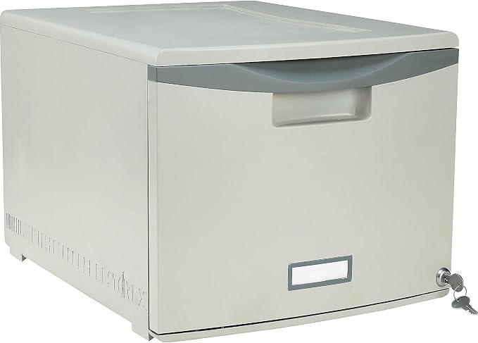 Storex Plastic One-Drawer File Cabinet – Locking Document Organizer by Storex