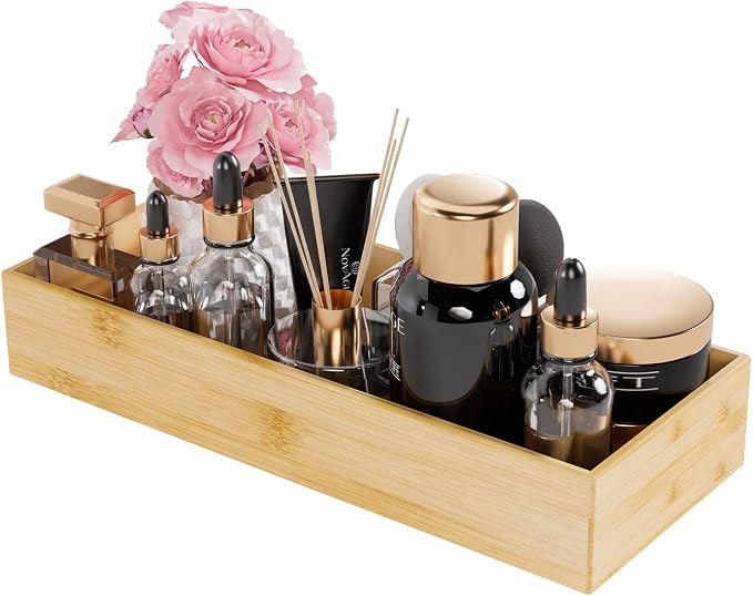 Bathroom Vanity Tray Organizer Bamboo, Small Wood Tray by Bambloom
