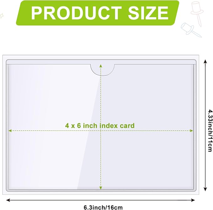 Chinco 50 Pack 4" x 6" Clear Adhesive Pockets, Index Card Pockets - Image 2