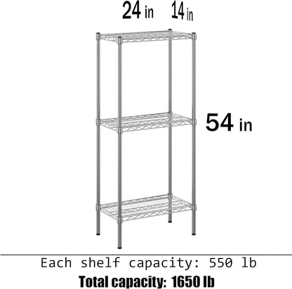14" Deep x 24" Wide x 54" Height Wire Shelving Kit | 3-Tier | NSF Commercial - Image 3