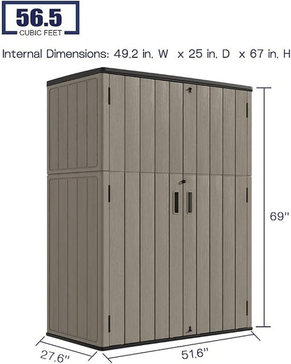 KINYING Outdoor Storage Shed, 57 Cu.ft Vertical Outdoor Storage Cabinet - Image 4