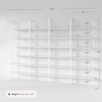 Nathan James Theo 6-Shelf Tall Modern Bookshelf, Wall Mount Ladder Shelf - Image 2