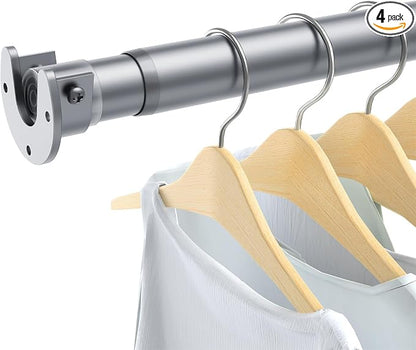 4 Pack Closet Rods for Hanging Clothes, 17 to 28 Inches No-Cut Stepless by ForYourHome
