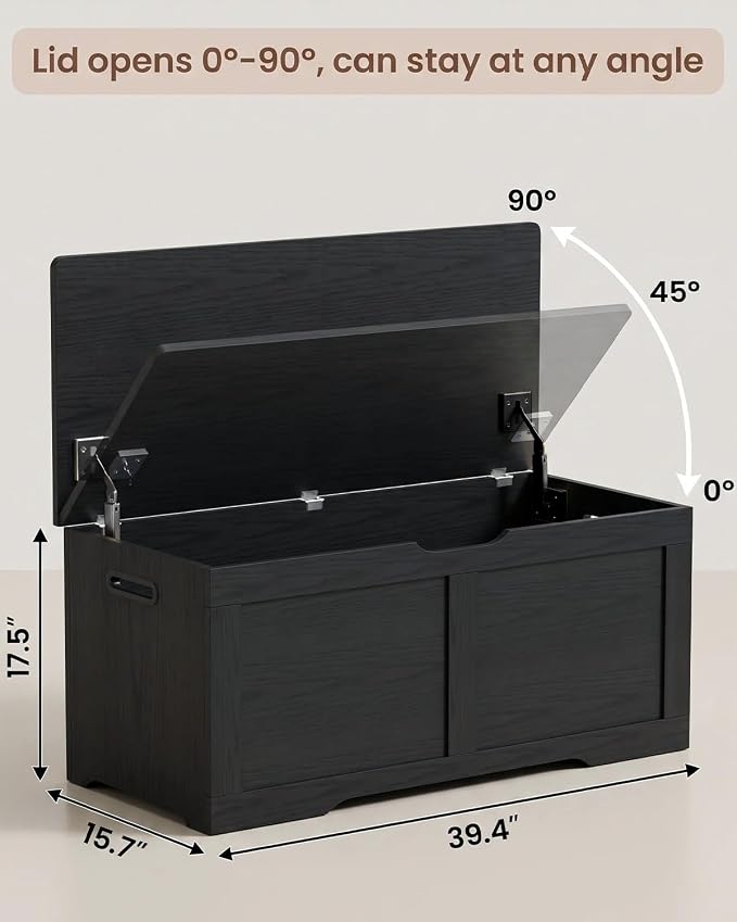 Timberer 39.4" Wooden Storage Chest, Extra Large Storage Trunk | Storage Bench - Image 3