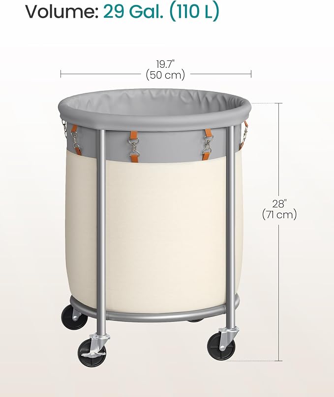 SONGMICS Laundry Basket, Rolling Steel Frame - Image 5