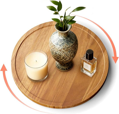 10" Acacia Wood Lazy Susan Turntable Organizer by Unknown