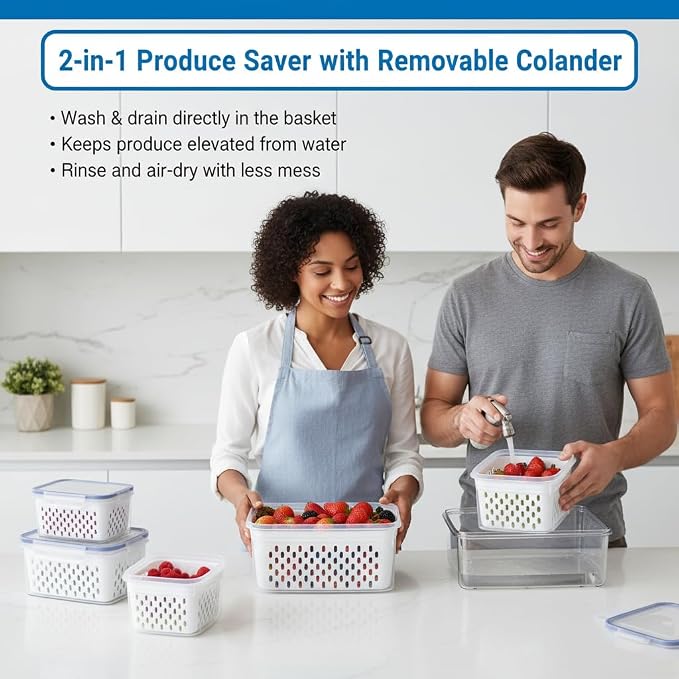 Fruit Storage Containers for Fridge 2 Pack, Fridge Organizers and Storage - Image 4